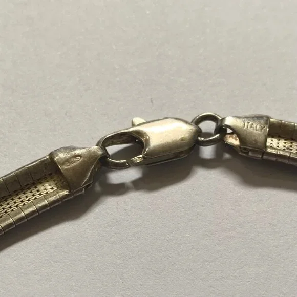 Vintage Sterling Silver Omega Chain Necklace 18 inches 36 grams 8mm Wide - Picture 7 of 8